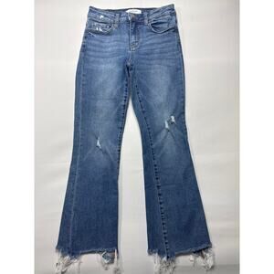 Lovervet by Vervet Women's Raw Hem Crop Flare Blue Jeans - Size 26/3 (26x26)